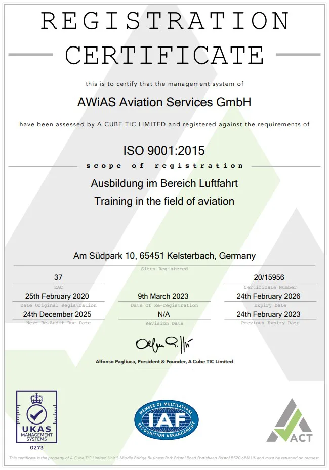 AWiAS Zertifikat ISO 9001
